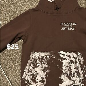 Rockstar Original Brown Hoodie with White Design